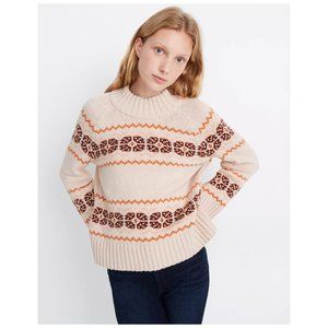 Madewell Mockneck Cream Fair Isle Sweater, Size M